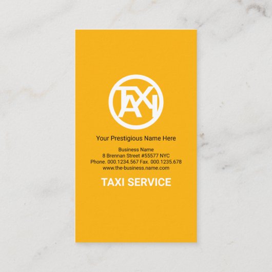 Creative Vertical TAXI Signage Yellow Cab Driver Visitekaartje (Achterkant)
