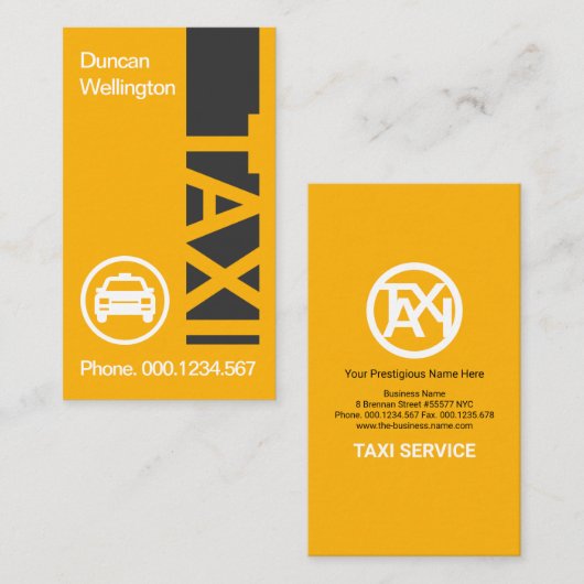 Creative Vertical TAXI Signage Yellow Cab Driver Visitekaartje (Voorkant / Achterkant)