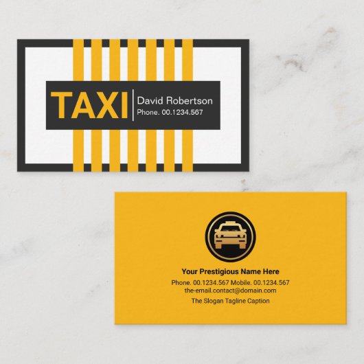 Creative Vertical Yellow Taxi Lines Cab Driver Visitekaartje (Voorkant / Achterkant)