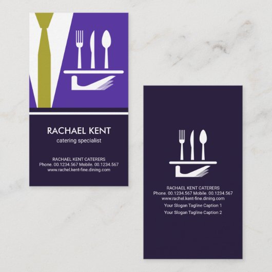 Creative Waiter Tuxedo Serving Bord Cutlery Visitekaartje (Voorkant / Achterkant)