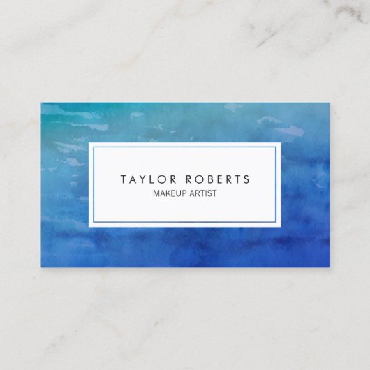 Creative Waterverf Blue Makeup Artist Patroon Visitekaartje (Voorkant)