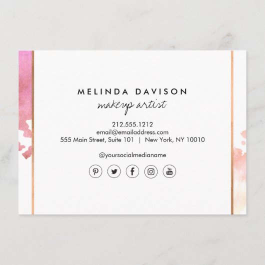 Creative Waterverf Eyes Makeup/Lashes Gift Kaart (Achterkant)