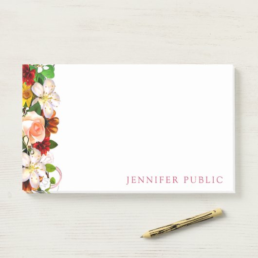 Creative Waterverf Floral Modern Sjabloon Flowers Post-it® Notes (Op bureau)