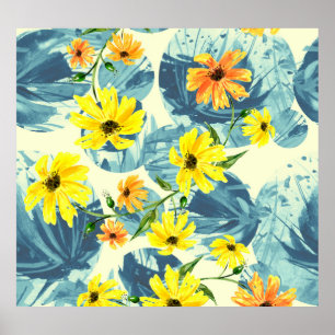 Creative Waterverf Planten: Stijlvol, naadloos Poster