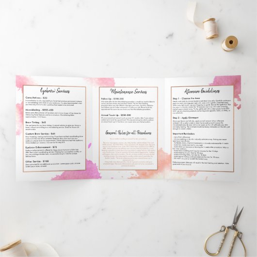 Creative Waterverf Wenkbrauwen Microblading Brochu Drieluik Kaart (Binnen)