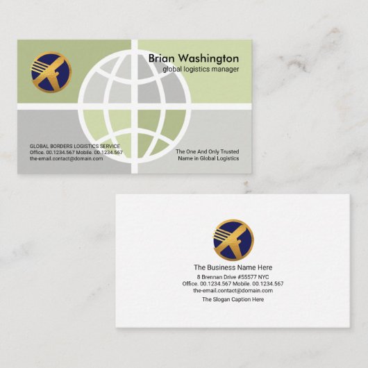 Creative Wereldbol Quadrant Border Account Manager Visitekaartje (Voorkant / Achterkant)