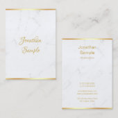 Creative White Marble Gold Modern Hand Script-teks Visitekaartje (Voorkant / Achterkant)