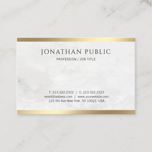 Creative White Marble Modern Gold Blik Sjabloon Visitekaartje (Voorkant)