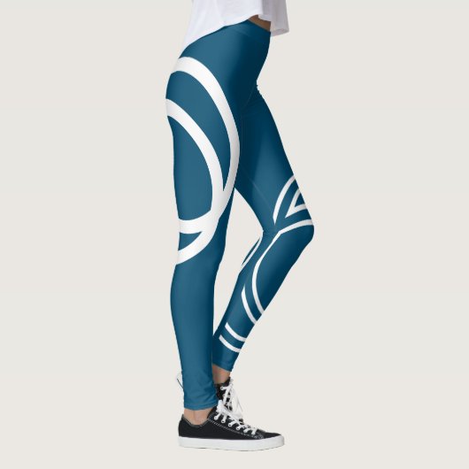 Creative White Monochrome Intersected Circles Legg Leggings (Rechts)