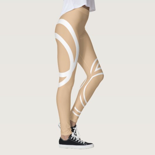 Creative White Monochrome Intersected Circles Legg Leggings (Rechts)