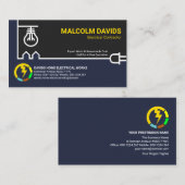 Creative White Power Line Electrical Contractor Visitekaartje (Voorkant / Achterkant)