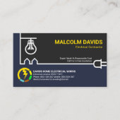 Creative White Power Line Electrical Contractor Visitekaartje (Voorkant)