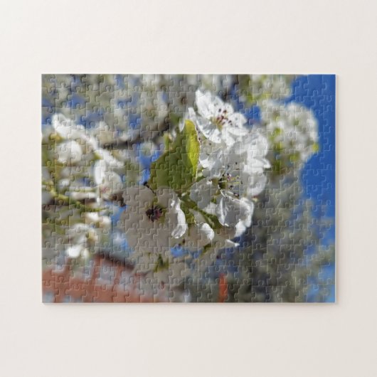 Creative white tree flower foto jigzaag puzzel legpuzzel (Horizontaal)