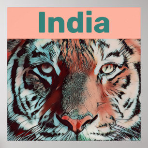 Creative Wildlife Pop Art India Travel Poster
