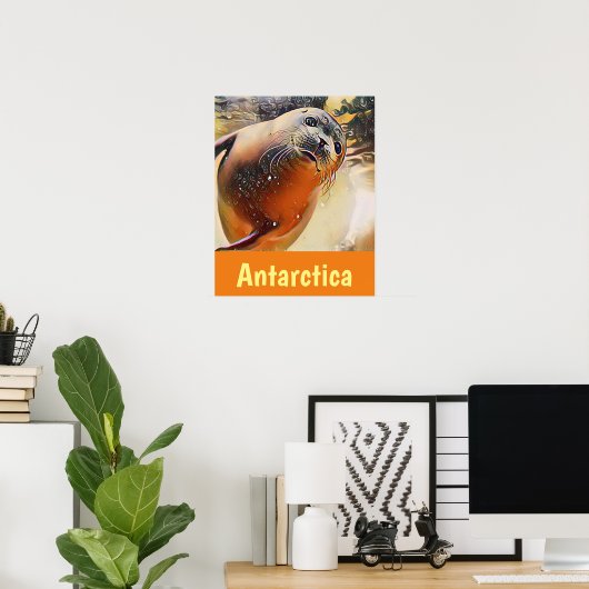 Creative Wildlife Swimming Seal Antarctica Travel Poster (Thuiskantoor)