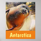 Creative Wildlife Swimming Seal Antarctica Travel Poster (Voorkant)