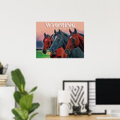 Creative Wildlife Three Horses Wyoming Travel Poster (Thuiskantoor)