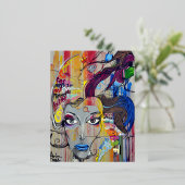Creative Woman Psychedelic Art Graffiti Folie Uitnodiging Briefkaart (Staand Voorkant)