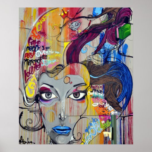 Creative Woman Psychedelic Art Graffiti Poster (Voorkant)