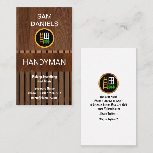 Creative Wood Grain Panels Handyman Visitekaartje (Voorkant / Achterkant)