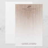 Creative Wood Look Elegant monogram Sjabloon Briefpapier (Voorkant / Achterkant)