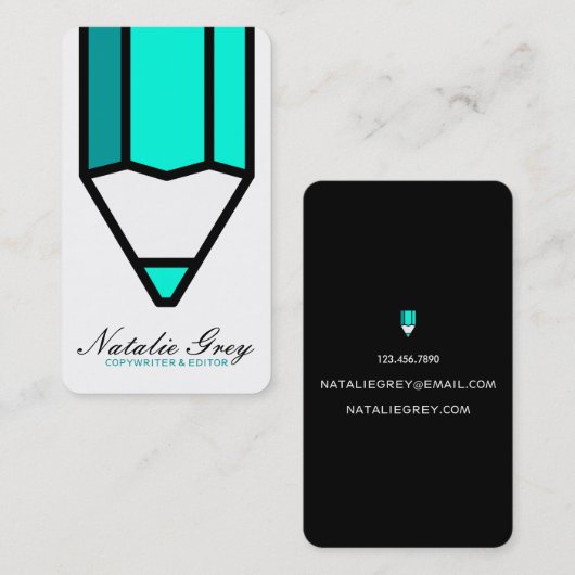 Creative Writer Copywriter Editor Modern Pencil Visitekaartje (Voorkant / Achterkant)
