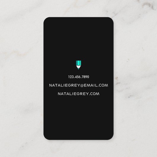 Creative Writer Copywriter Editor Modern Pencil Visitekaartje (Achterkant)