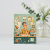 Creative Writer in Busy Office Briefkaart (Staand voorkant)