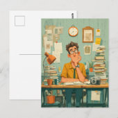 Creative Writer in Busy Office Briefkaart (Voorkant / Achterkant)