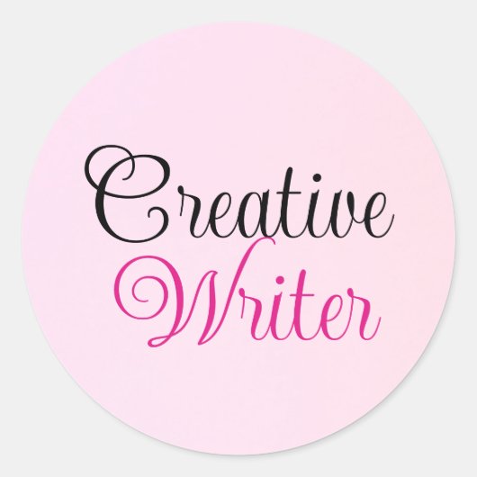 Creative Writer Pastel Roze Ronde Sticker (Voorkant)