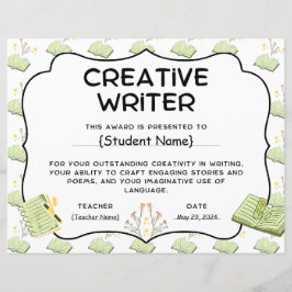 Creative Writer Student Recognition Award