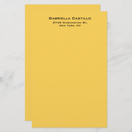Creative Yellow Color Plain Eenvoudig Briefpapier (Voorkant / Achterkant)