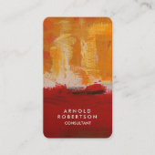 Creative Yellow Dark Brownish Red Abstract Art Visitekaartje (Voorkant)