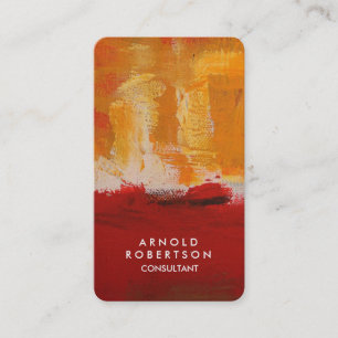 Creative Yellow Dark Brownish Red Abstract Art Visitekaartje