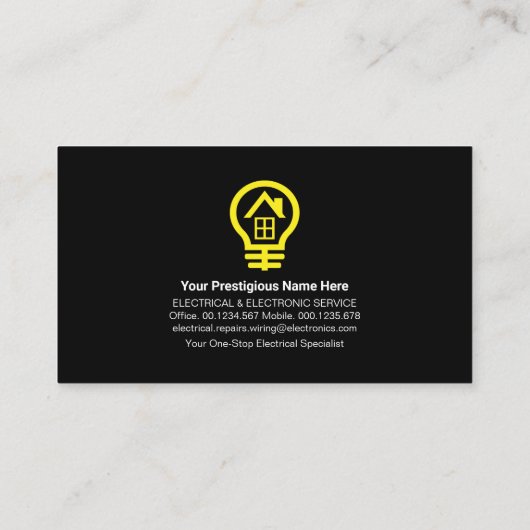 Creative Yellow Electrical Bulb Filament Visitekaartje (Achterkant)