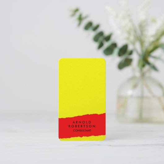 Creative Yellow Red Abstract Art Visitekaartje (Staand voorkant)