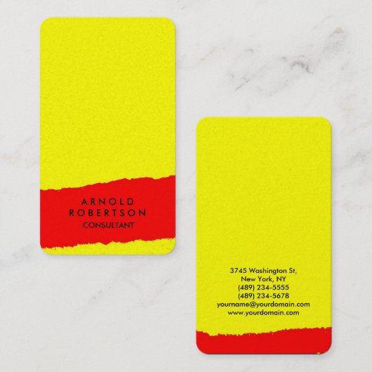 Creative Yellow Red Abstract Art Visitekaartje (Voorkant / Achterkant)