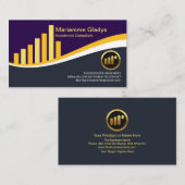 Creative Yellow Share Graph Wave Financial Advisor Visitekaartje (Voorkant / Achterkant)