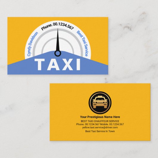Creative Yellow Taxi Speedometer Visitekaartje (Voorkant / Achterkant)