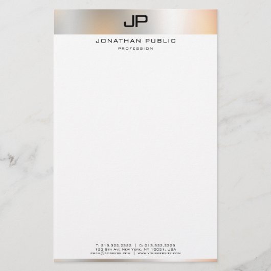 Creative Zwart Wit Modern Eenvoudige Sjabloon Briefpapier (Voorkant)