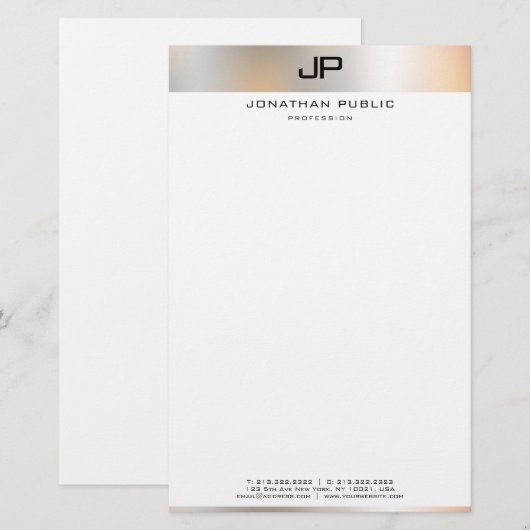 Creative Zwart Wit Modern Eenvoudige Sjabloon Briefpapier (Voorkant / Achterkant)