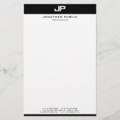 Creative Zwart Wit Sjabloon Modern Minimalist Briefpapier (Voorkant)