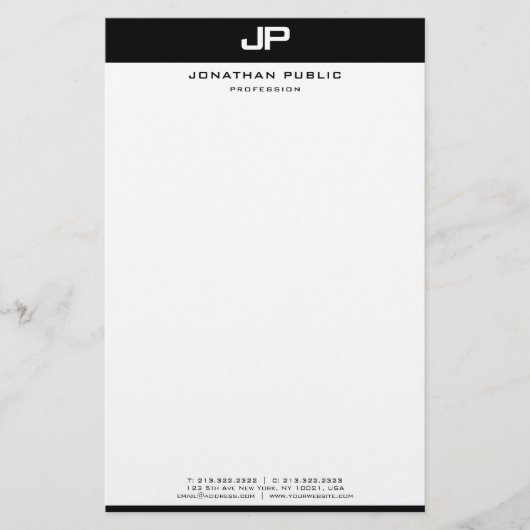 Creative Zwart Wit Sjabloon Modern Minimalist Briefpapier (Voorkant)