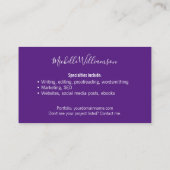 Creatives Freelancer Entrepreneur 2-Sided Paars Visitekaartje (Achterkant)