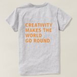 Creativiteit Citaat Oranje Typografie Achteraf Gri T-shirt<br><div class="desc">De tekst 'creativiteit maakt de wereld rond' op de achterkant van het shirt staat in een vette, roze neontypografie op een grijze achtergrond. Exclusief voor u ontworpen door Happy Dolphin Studio. Als u hulp of passende producten nodig hebt, kunt u contact met ons opnemen via onze winkelchat!</div>