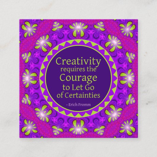 Creativiteit Courage Quote Creative Coach QR-code Vierkante Visitekaartje (Voorkant)