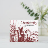 Creativiteit houdt nooit stand briefkaart (Staand voorkant)