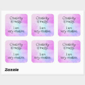 Creativiteit is boodschap Ik ben zeer creatieve St Vierkante Sticker (Vel)