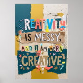Creativiteit is een rommelige mixed media poster (Voorkant)