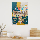 Creativiteit is een rommelige mixed media poster (Keuken)